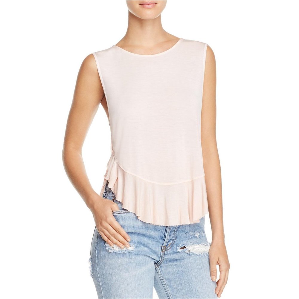 We The Free Uptown Basic T-Shirt Light Pink Ruffle Soft  [033]